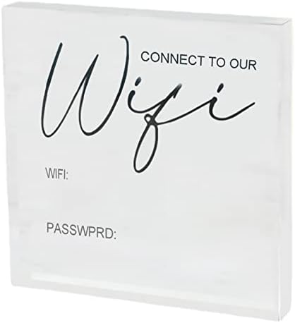 סימן סיסמא WiFi | שולחן אקרילי שלט wifi לחדר אורחים - עמדת Wifi של סימני WiFi אקריליק שקופה מחזיקת סימנים קלה לעיצוב קפה בית קפה בית קפה בר.